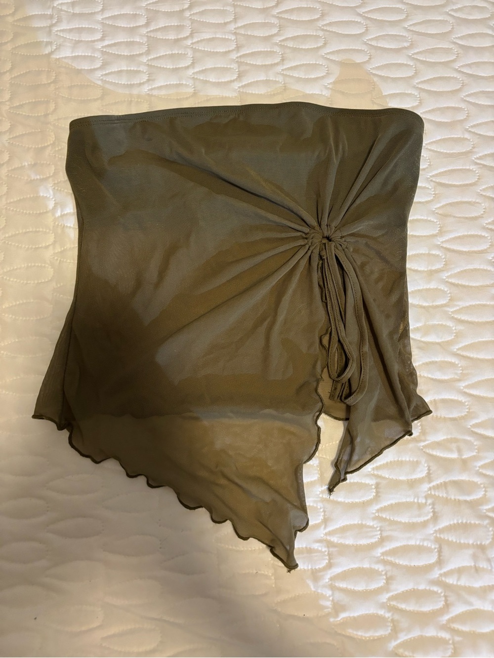 Olive Green Asymmetric Tie-Detail Women's Skirt